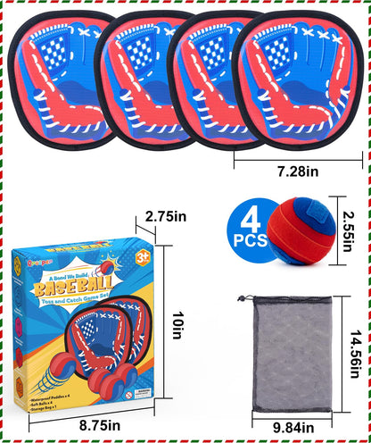 Qrooper Toss and Catch Game Ball Set Toddler Toys for 3 4 5 6 7 8 Year Old Boys Girls Birthday Gift, Yard Games Pool Outdoor Beach Toys for Kids Ages 4-8 Baseball Glove