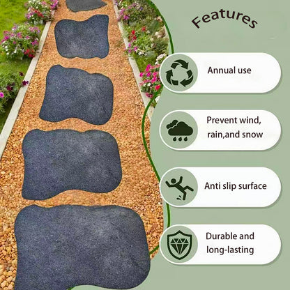 5 Pcs Yard Stepping Stones Outdoor Non Slip Garden Walkway Stones，for Yard Lawn Patio Pathway Grey Stepping Stone,Rubber Stepping Stones Outdoor (5)
