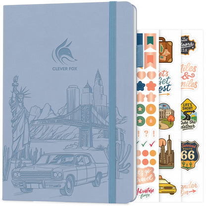 Clever Fox U.S. Travel Planner – USA 50 States Travel Journal with Bucket Lists, Trip Itinerary, Trip Budget & Expense Tracker, Hardcover Exploring United States Book (Periwinkle)