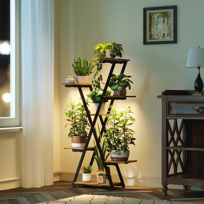 MemoCastle Plant Stand Indoor with Grow Lights: Large Multi-Tiered Metal Rack - Lighted Vertical Shelf with Timer for Flowers and Succulents
