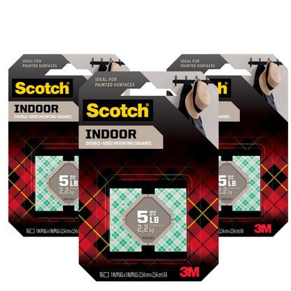Scotch Removable Mounting Squares, 1 in x 1 in, Double-Sided Foam, 16 Squares (Pack of 3)