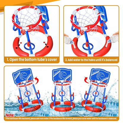 AuroTops Pool Basketball Hoop Poolside with Backboard & Ring Toss Pool Games,Floating Basketball Hoop for Pool Toys for Kids Ages 4-8,Family Party Summer Toys for Kids Ages 8-12,Summer Vacation, Blue