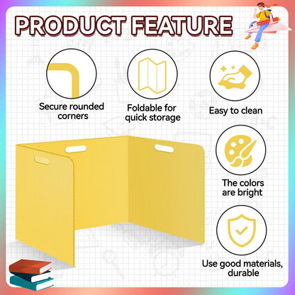 24 Pcs Desk Dividers for Students Plastic Durable and Waterproof Privacy Folders Shields Test Dividers with Classroom Privacy Boards for School Study Teacher Supplies (Yellow)