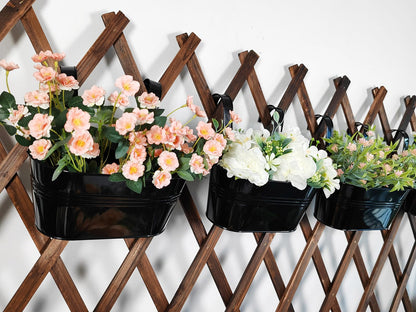 Joyfernal 8 Pack Metal Hanging Planter for Outdoor Plants, 10 Inch Black Fence Planters Railing Pots for Garden Patio Balcony Decor, Flower Bucket with Detachable Hooks (Black, 8Pcs)