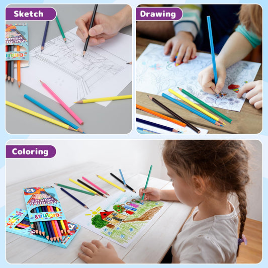 Craiiby Colored Pencils Bulk 288 Count, 24 Packs Pre-Sharpened 12 Colors, Ideal for Classroom Distribution, Students & Teacher Use, Back to School Supplies