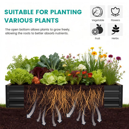 SUNYRISY Galvanized Raised Garden Bed with Protection Netting, Outdoor Metal Planter Box with Plant Crop Cage, Garden Box Protection for Gardening Vegetables Flowers Herbs Planting, Black