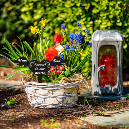 Wesiti Memorial Stakes Cemetery Grave Plaque Stake Markers Memorial Garden Wing Sign Remembrance Plaque Waterproof Sympathy Grave for Loss of Cemetery Decoration (Parents)