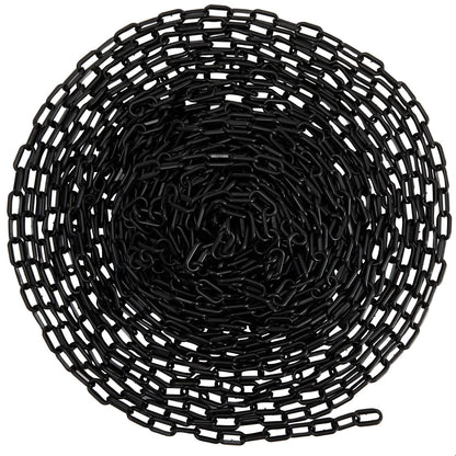 Stockroom Plus Plastic Chain - 100 ft, Black Plastic Chain Links - Safety Barrier for Fence, Driveway, Parking Lot & Gate