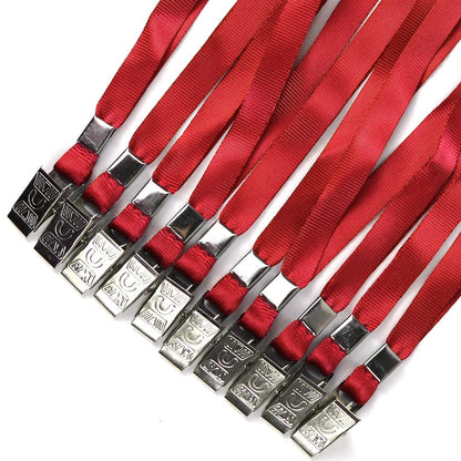 Beebel Red Lanyards 100 Pack Nylon Flat Badge Lanyard Bulldog Clip for Id Badge Name Tag (Red, 100 Pack)
