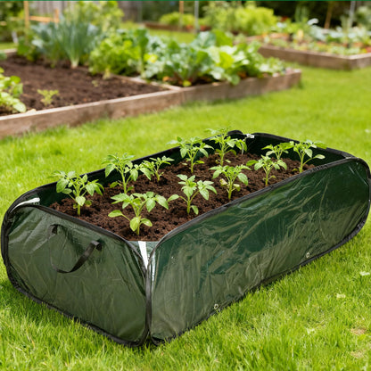 EBaokuup 47 x 24 x 12 Inch PE Pop-up Rectangular Planting Bag, Wire Support Rectangle Plant Growing Bag, UV Protected Rectangular Planter Bed for Garden Vegetable Flowers Fruit