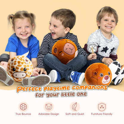 VangeBow Silent Indoor Soccer Balls for Toddlers 1-3, Inflatable Soft Plush Baby Toddler Soccer Ball Toys Gifts for 1 2 3 4 5 Year Old Boy Girl First Birthday Gift (Capybara, Pump Include)