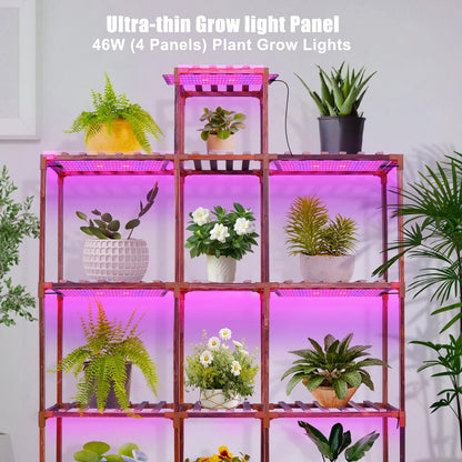 Grow Lights for Indoor Plants Full Spectrum,Plant Lights with Auto Timer 3/9/12H Grow Light for Under Cabinet Plant, 10 Dimmable Levels, Grow Lamp Panel Grow Lights for Seed Starting(4P)