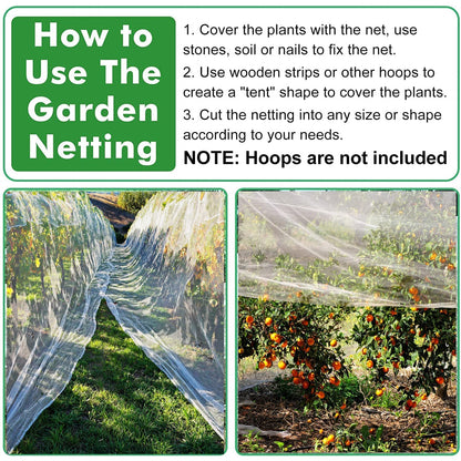 Unves 10'x20' Garden Netting, Bird Netting Mosquito Mesh for Vegetable Fruits Plant Garden Protections, Plant Covers Bug Insect Net Pest Barrier Protect Garden Plant from Birds Bugs