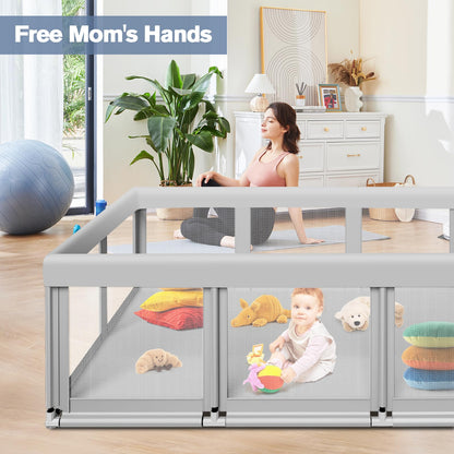 Large Baby Playpen for Babies and Toddlers, Playpen 74×50, Large Baby Play Yards Indoor & Outdoor, Sturdy Safety Baby Play Pen with Soft Breathable Mesh, Toddlers Activity Center with Anti-Slip Base