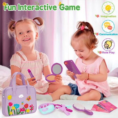 Officygnet Toddlers Toys for Girls 1-3 Years Old, Toddler Purse Girl Toys with Pretend Makeup Kit, Pretend Princess Play Purse Toy for Little Girl, Christmas Birthday Gifts for Girls Age 3, Purple