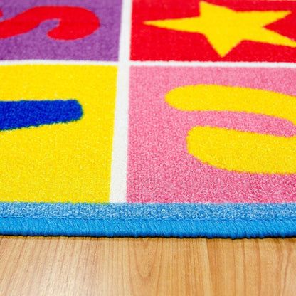 Kids/Baby Room/Daycare/Classroom/Playroom Area Rug Letters Numbers Fun Educational Shapes Non-Slip Back Bright Colorful Vibrant Colors (8 Feet X 10 Feet)