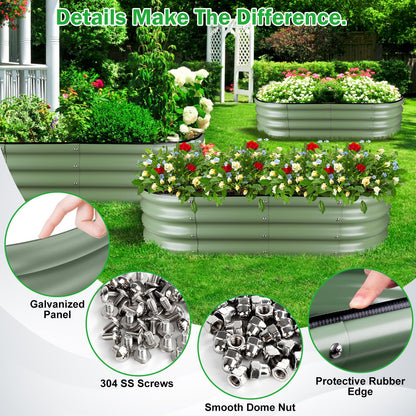 Angooni Olive Green 4x2x0.9ft Raised Garden Bed, Deep Metal Garden Bed, Large Galvanized Raised Garden Beds Outdoor, Raised Planter Box Kit for Vegetables, Flowers, Fruits