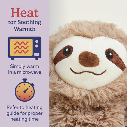 warmies Junior Microwavable & Weighted Stuffed Animals, Sloth - Heated Stuffed Animal Plushie for Warmth & Comfort - Cute Soft Plush Toys for Adults & Children (Boys, Girls, Babies & Toddlers)