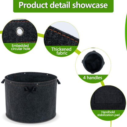 FVOTNW 50 Gallon Grow Bags, 2 Pack Thickened Aeration Large Fabric Pots with Handles 29''×21'', Heavy Duty Planting Bags for Potato, vegetables, Flowers & Trees
