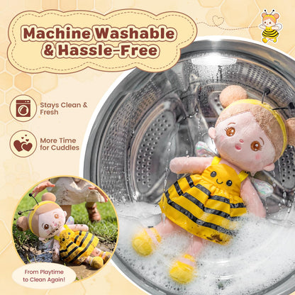 OUOZZZ 12.6" Soft Baby Doll - Toys for 1 Year Old Girl Ideal Birthday Baby Girl Gift, Snuggle Buddy for Infants Yellow Bee Dress