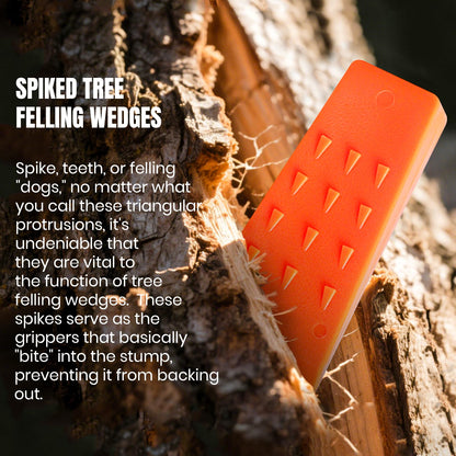 AR-PRO 6 Pack Tree Felling Wedges with Spikes for Safe Tree Cutting – 5.5” Wedges with Storage Bag; 6 Felling Dogs to Guide Trees Stabilize and Safely to Ground for Loggers and Fallers
