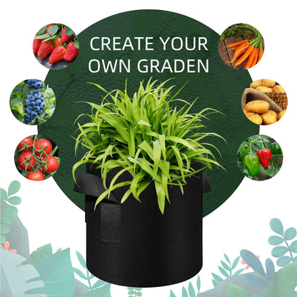 AkiiGer 5/10/12/20/30 Pack 10 Gallon Grow Bags, Heavy Duty Thickened Nonwoven Fabric Pots with Handles, Plant Grow Bags for Vegetable/Flower/Plant/Fruits, Black