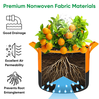 15-Gallon Grow Bags for Potato Planting: 6 Pack Heavy Duty 350G Thickened Potatoes Planter Bags with Handles - Fabric Pots Felt Garden Bags for Growing Vegetable Fruit Flower Herb with Plant Labels