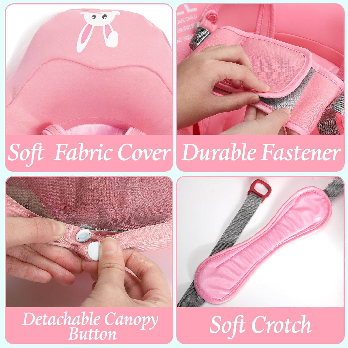 Baby Pool Float with Canopy UPF50+ Sun Protection, Soft Fabric-Covered Baby Floats with Safety Seat, No Flip Over Baby floatie for Age 6-36 Months, Infant Pool Float for Toddler Boys and Girls