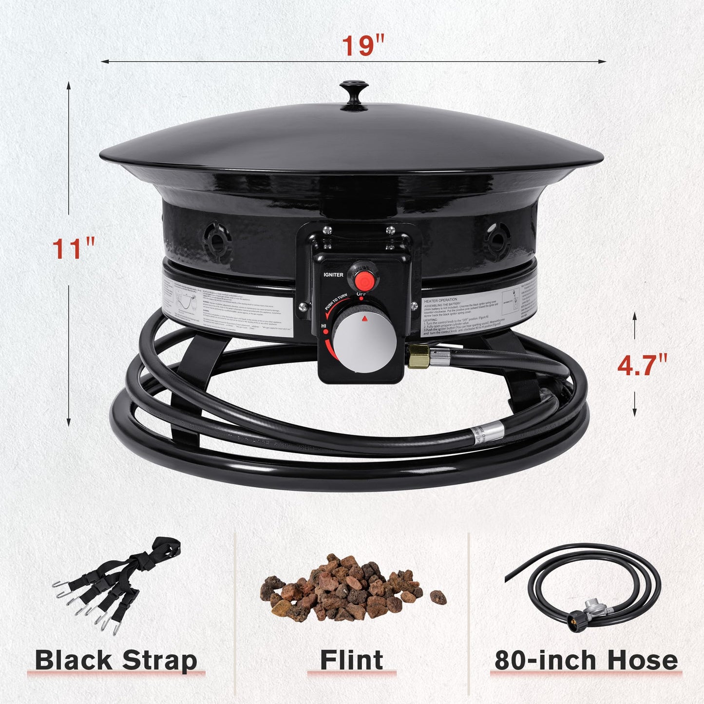 Devoko 19 Inch Smokeless Propane Fire Pit 53000 BTU Portable for Outside,Backyard, RV Camping and Beach Party
