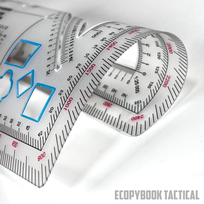 Ecopybook Flexible GTA NATO Army Protractor, Square Map Military Protractor for Land Navigation, 125x125mm, Matte Anti-Glare Army Coordinate Scale