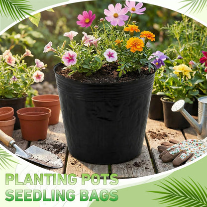 Ferrochef 60 Pcs Nursery Bags 0.2 & 0.6 & 2 & 3 Gallon Thicken Soft Plastic Seedling Pots Seed Plant Bags with Drainage Holes for Large Flowers Trees Vegetables Indoor Outdoor Women Gardening Gifts