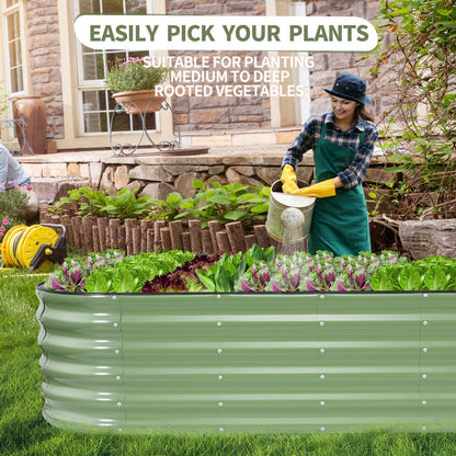 Permade Galvanized Raised Garden Bed Outdoor- 2 Pcs Raised Beds for Gardening| Metal Planter Box, Steel Raised Garden Bed Kit with Gloves for Vegetables, Flower, Herbs (4x2x1.4FT, Green)