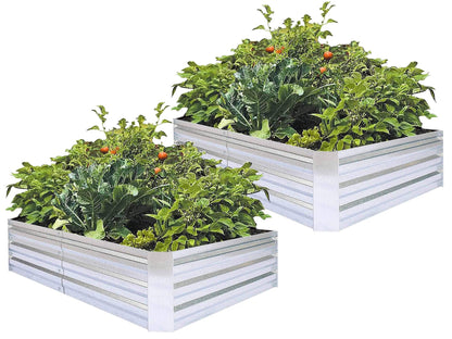 FOYUEE Galvanized Raised Garden Beds 2-Pack (6x3x1ft Each) – Popular Heavy-Duty Metal Planter Box with 4 Support Bars for Vegetables, Herbs, Flowers, Space-Saving Size for Small Yards & Patios