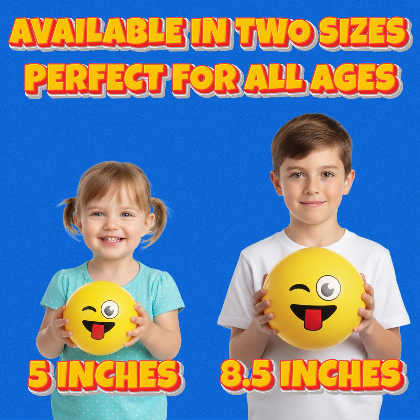 KiddieLoot 8.5-Inch Happy Face Bouncing Balls for Kids & Toddlers (Pack of 5) - Playground Balls w/ 5 Fun Designs - Lightweight Play Bouncy Ball for Boys & Girls