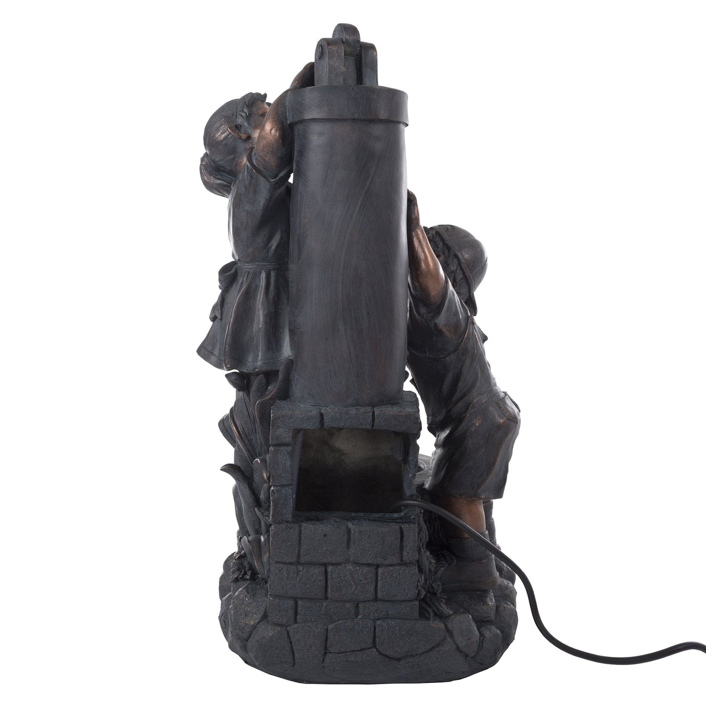 Outdoor Water Fountain with Boy and Girl, Antique Bronze Design and Soothing Sound for Decor on Patio, Lawn and Garden by Pure Garden
