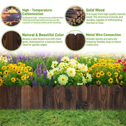 Mulctun Wood Garden Edging - 5.9" H X 47" L Sturdy Wooden Landscape Edging, Small Flower Bed Edging Borders, Decorative Wooden Garden Fence for Yard Flower Bed Lawns Pathway Tree (2 Packs)