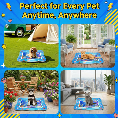 Aoioploa Cat Water Mat - Interactive Cat Toys Upgraded Thickened 0.7mm PVC Cooling & Heating Water Bed with Floating Fish, Anti-Scratch Leak Proof Foldable Water Sensor Play Mat for Cats