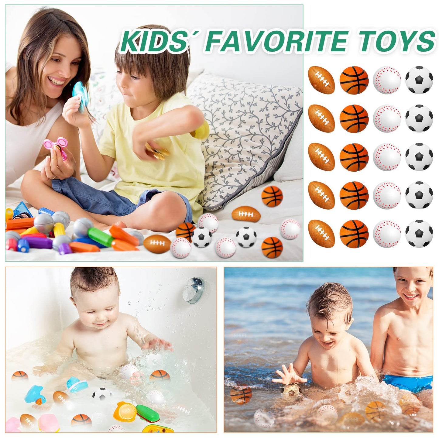 120 Pieces Sports Stress Balls Mini Foam Soccer Ball, Basketball, Football, Baseball Stress Toys for Anxiety Relief Sports Themed Birthday Party Supplies Game Stocking Stuffers