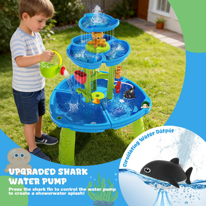 2026 Upgraded Water Table for Toddlers, 3-Tier Water Sand Play Table with Water Pump & Water Toy Accessories, Summer Outdoor Activity Sensory Playset, Outside Water Play Toy for Boys Girls Age 3-5 4-6