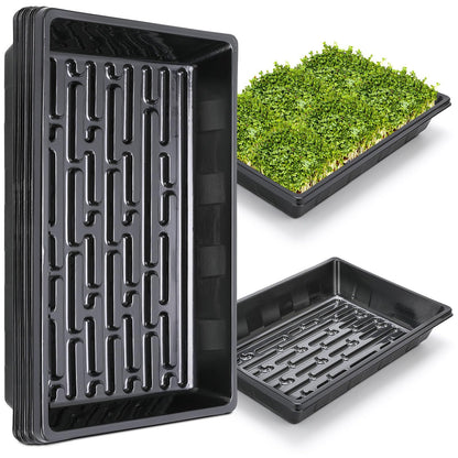Sckee Upgraded 5 Pack Plant Growing Trays Seed Starting Tray Microgreens Growing Trays Seedling Plant Germination Starter Tray Transplant Fodder Flats, No Holes, No Leakage, Reusable (1017)