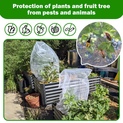 6 Pack Garden Netting for Plants 2.6x3.3ft - 3.3x4.9ft Mesh Fruit Tree Blueberry Pest Barrier Bug Netting with Drawstring 2-Size Insect Bird Netting for Tomato Vegetable Net