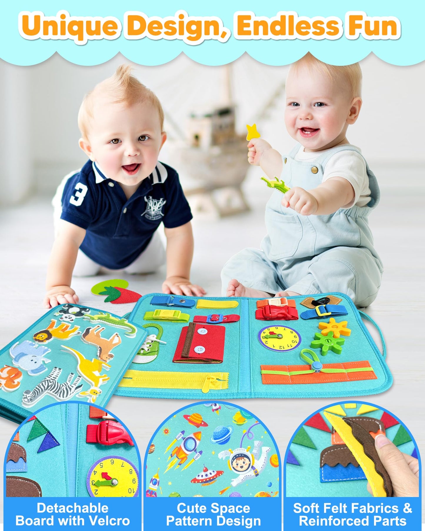 Exorany Busy Board Montessori Toys for Toddler Boy Girl Birthday Gifts, Busy Book Sensory Learning Toys for Toddlers, Toddler Airplane Car Travel Toy Educational Activities