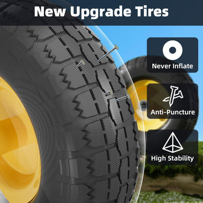 【UPGRADED】4.10/3.50-4 Tire and Wheel Flat Free, 10" Air Less Tires Wheels with 5/8" Center Bearings, 4.10/3.50/4 tires for Hand Truck/Trolley/Garden Utility Wagon Cart/Wheelbarrow/Generator, 4 Pack