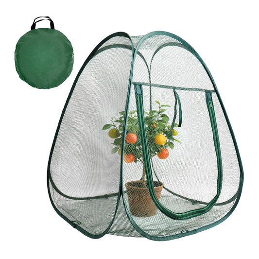 1PC Large Mesh Plant Protector Tent from Animals, 28X28X32Inch Pop Up Garden Netting Cover Green Crop Cage Plant Protection Tent to Protect Outdoor Potted Plants Flowers Fruits from Deer Birds Rabbit