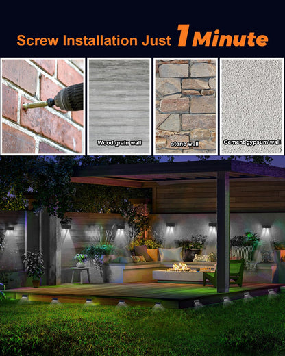 Solar Fence Lights Outdoor Waterproof LED Spot Lens for Step, Wall, Deck, Patio, Yard, Rail, Garage, Pool, Stair, Walkway, Garden Landscaping Enhanced Security Easy Install Cool White 16 pack