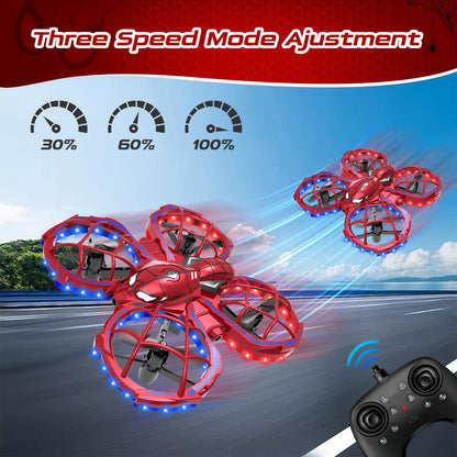 Spider Mini Drone for Kids Beginners - Toss to Go RC Quadcopter with LED Lights, 2 Batteries, Headless, 3 Speed Mode, 3D Flips, Obstacle Avoidance, Indoor Outdoor Cool Toys Gifts for Boys Girls Christmas Stocking Stuffers