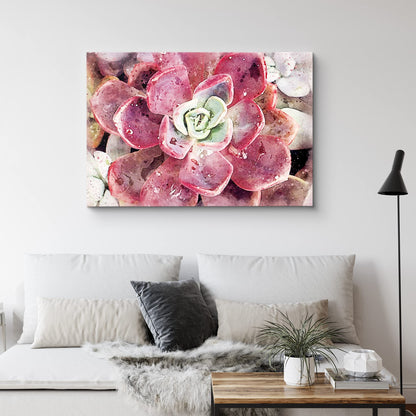 NWT Canvas Print Wall Art Red Petals Echeveria Melaco Botanical Succulent Nature Plants Photography Modern Art Southwest Closeup Colorful Multicolor for Living Room, Bedroom, Office - 32"x48"
