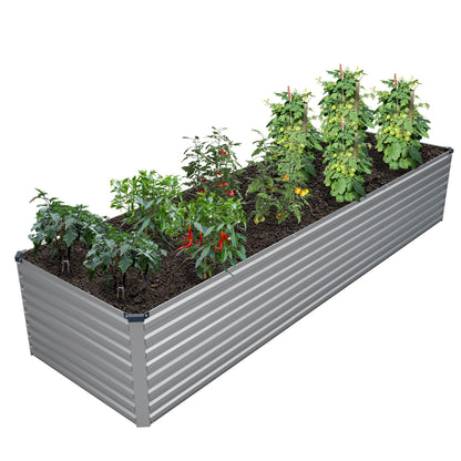 DIIYIV Galvanized Raised Garden Bed Kit Outdoor Patio,12x2x2ft Large Rectangular Metal Planter Boxes,Deep Root Box Planter for Gardening,Vegetables,Flowers,Herbs-Silver