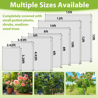 2PCS Large Fruit Tree Netting with Drawstring and Zipper, 8 * 8FT Garden Netting for Garden Protection, Insect Bird Netting for Fruit Trees, Protection from Anti Birds, Bugs,Cicadas, Insects