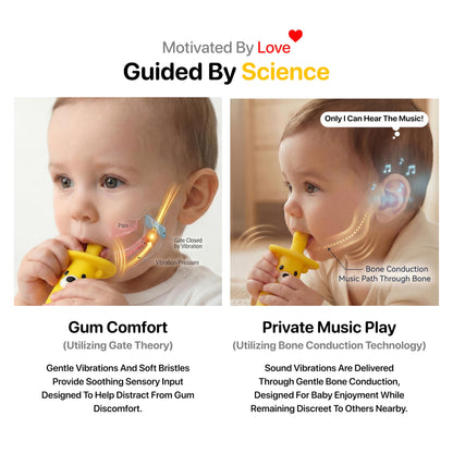 KLOUDYS Vibrating Baby Teether & Toothbrush l Teething Relief & Bone Conduction Music l Soft BPA-Free Silicone Baby teethers, Oral Sensory chew Toys for Kids & Babies,Teething Toys 9-24 Months, Pink